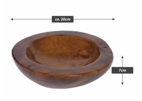 Misa z drewna tekowego ręcznie robiona 30 cm dekoracyjna