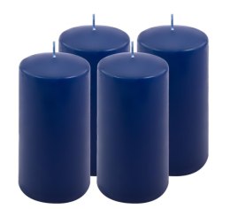 Niebieskie świece filarowe 4 szt. 15x7,5 cm bez zapachu