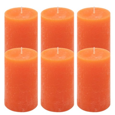 Rustykalne pomarańczowe świece słupkowe 6,8x11,5 cm, 6 szt.