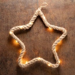 Świąteczna gwiazda LED z liny, ciepła biel, 26 cm, timer