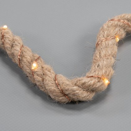 Świąteczna gwiazda LED z liny, ciepła biel, 26 cm, timer