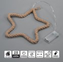 Świąteczna gwiazda LED z liny, ciepła biel, 26 cm, timer