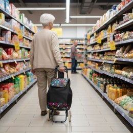 Wózek na zakupy torba 30 litrów ze składanym siedzeniem duże koła ModernHome