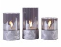 Zestaw świec LED w szklanych pojemnikach z timerem, 3 szt.
