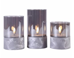 Zestaw świec LED w szklanych pojemnikach z timerem, 3 szt.