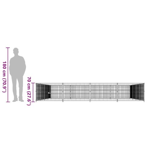 Kojec dla psa, srebrny, 16 m², stalowy