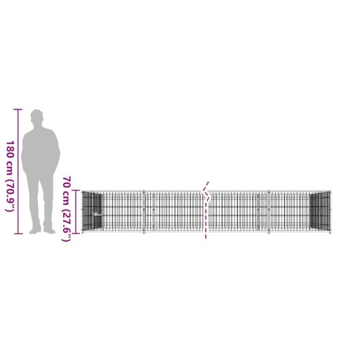 Kojec dla psa, srebrny, 20 m², stalowy