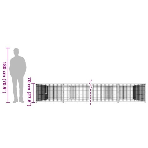 Kojec dla psa, srebrny, 21 m², stalowy