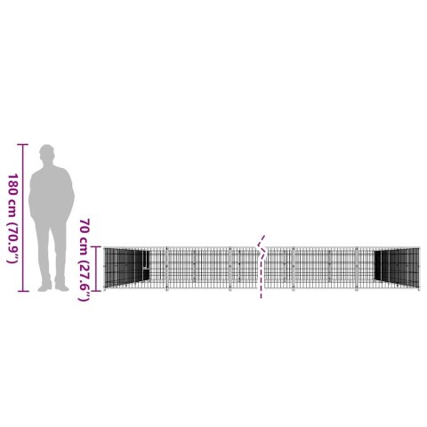 Kojec dla psa, srebrny, 45 m², stalowy