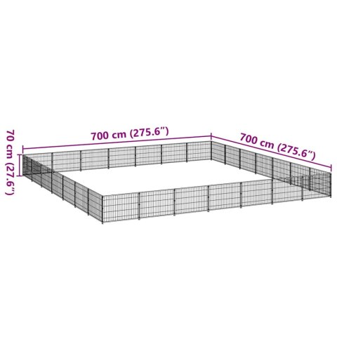 Kojec dla psa, srebrny, 49 m², stalowy
