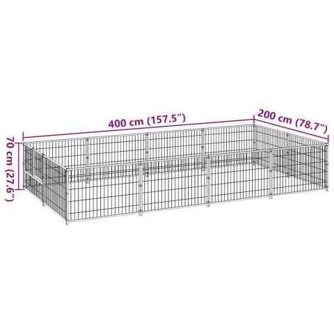 Kojec dla psa, srebrny, 8 m², stalowy