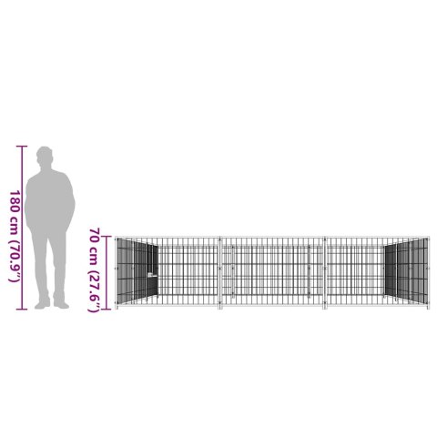 Kojec dla psa, srebrny, 9 m², stalowy