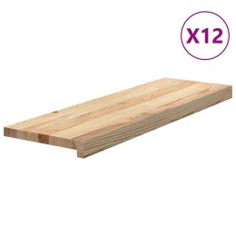 Stopnie schodowe, 12 szt., surowe 80x25x2 cm lite drewno dębowe