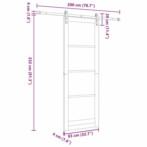 Drzwi przesuwne Biały 83 x 232 cm Lite drewno sosnowe