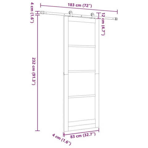 Drzwi przesuwne Biały 83 x 232 cm Lite drewno sosnowe