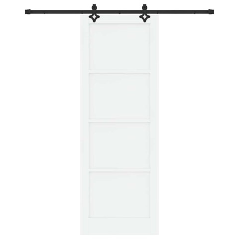 Drzwi przesuwne Biały i czarny 83 x 232 cm Lite drewno sosnowe