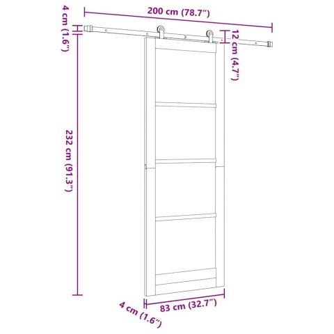 Drzwi przesuwne ORKDAL Biały 83 x 232 cm Lite drewno sosnowe