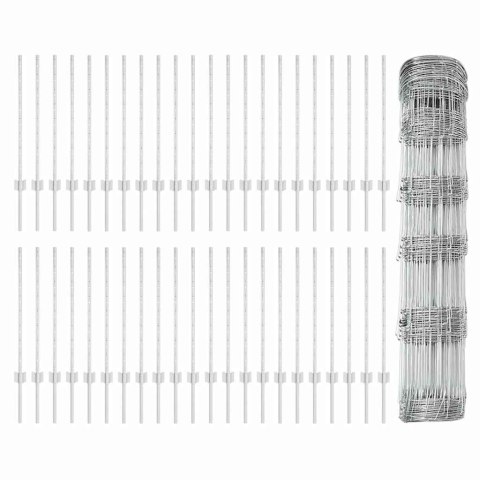 Ogrodzenie z słupkiem Srebrny 0,8 x 100 m Stal