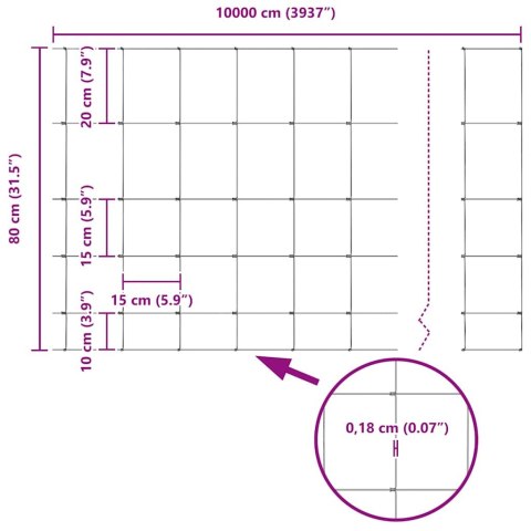 Ogrodzenie z słupkiem Srebrny 0,8 x 100 m Stal
