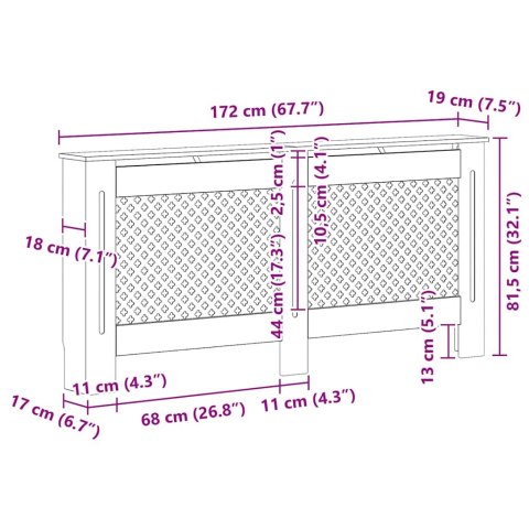 Osłony na kaloryfer, 2 szt., białe, 152x19x81,5 cm, MDF