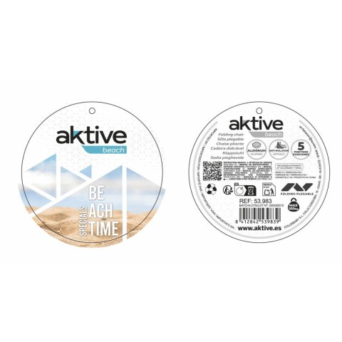 Składane krzesło z zagłówkiem Aktive 49 x 80 x 58 cm Niebieski (2 Sztuk)