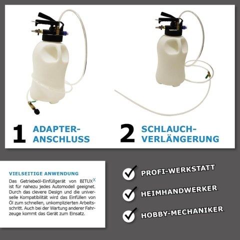 BITUXX uniwersalny 10 L pneumatyczny przyrząd do nalewania oleju przekładniowego - pompa napełniająca do wlewania oleju