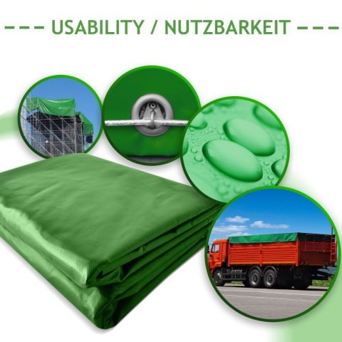 JAGO Plandeka 650 g/m², aluminiowa siatka, zielona, 5 x 7 m