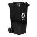 Kosz na śmieci pojemnik 120L kubeł śmietnik czarny odpady zmieszane gumowe koła