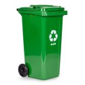 Kosz na smieci pojemnik 120L kubeł śmietnik zielony szkło gumowe koła