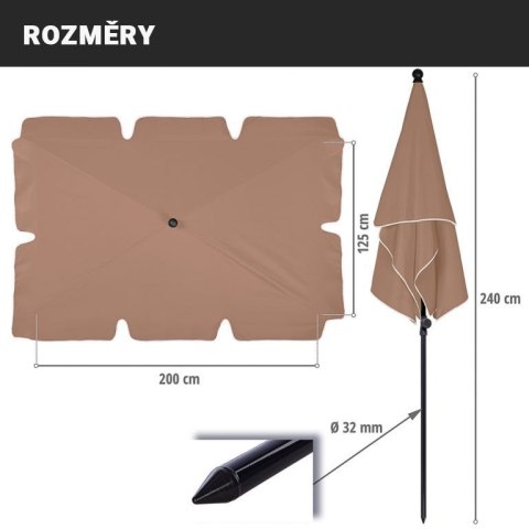 STILISTA Parasol balkonowy składany, 200 x 125 cm, beżowy
