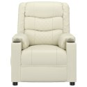 Elektryczny fotel masujący, kremowy, sztuczna skóra