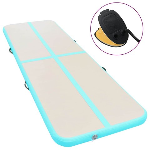 Mata gimnastyczna z pompką, 500x100x10 cm, PVC, zielona