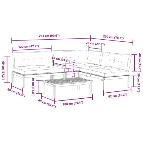 4-cz. zestaw wypoczynkowy do ogrodu, z poduszkami, akacjowy