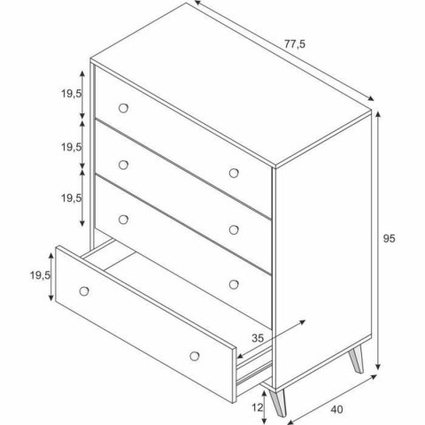 Komoda Biały 95 x 77,5 x 40 cm