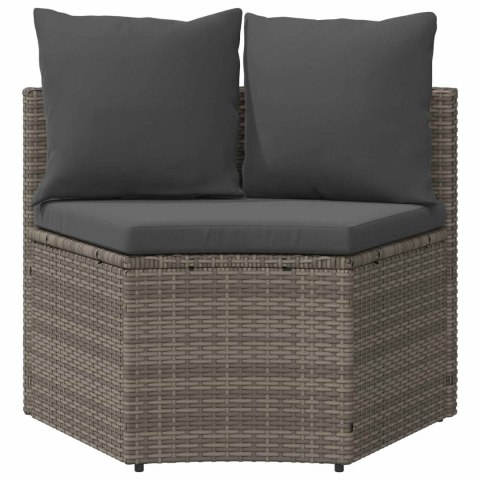 Zestaw Sof 2 pcs Szary Drewno akacjowe i poli rattan
