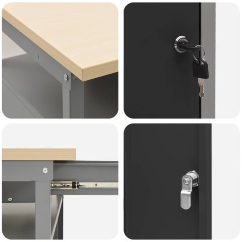 Zestaw stołu warsztatowego 2 pcs Czarny 200 x 55 x 85 cm