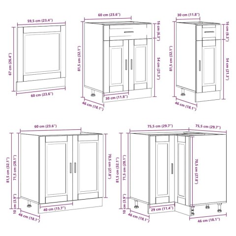 Zestaw szafek kuchennych, Porto, 11-częściowy, szarość betonu