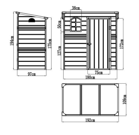 Domek narzędziowy BECK A, 194 x 111 x 191 cm, ciemnoszary