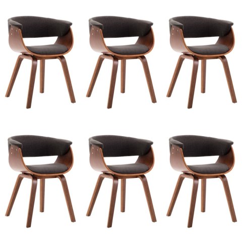 Krzesła stołowe, 6 szt., szare, gięte drewno i tkanina