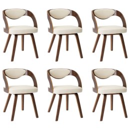 Krzesła do jadalni, 6 szt., kremowe, gięte drewno i ekoskóra