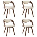 Krzesła stołowe, 4 szt., kremowe, gięte drewno i sztuczna skóra