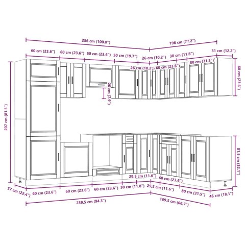 Zestaw szafek kuchennych, Porto, 14-częściowy, białe