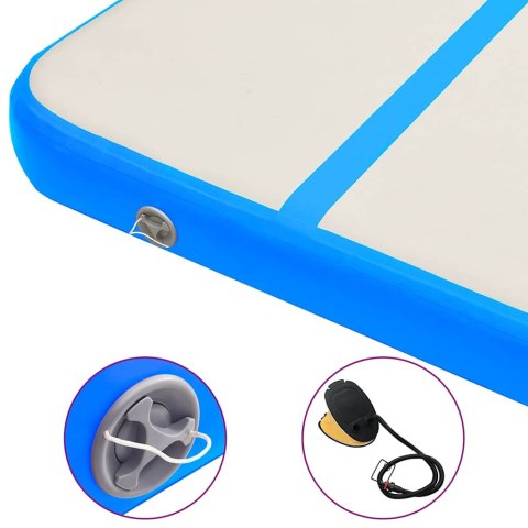 Mata gimnastyczna z pompką, 600x100x15 cm, PVC, niebieska
