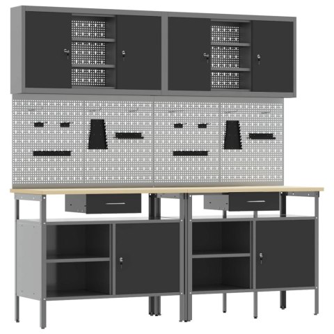 Zestaw stołu warsztatowego 8 pcs Czarny 200 x 55 x 200 cm Stal