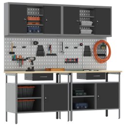 Zestaw stołu warsztatowego 8 pcs Czarny 200 x 55 x 200 cm Stal
