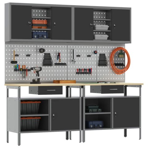 Zestaw stołu warsztatowego 8 pcs Czarny 200 x 55 x 200 cm Stal