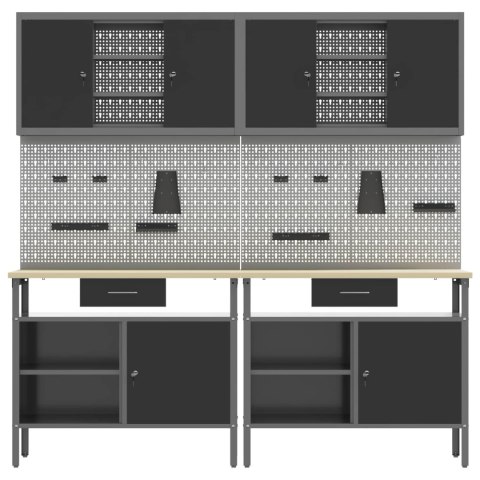 Zestaw stołu warsztatowego 8 pcs Czarny 200 x 55 x 200 cm Stal