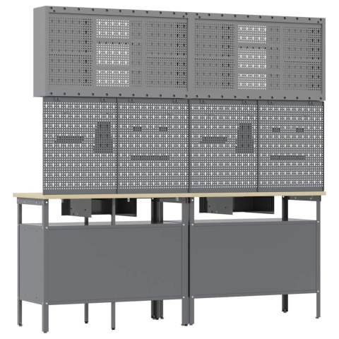 Zestaw stołu warsztatowego 8 pcs Czarny 200 x 55 x 200 cm Stal