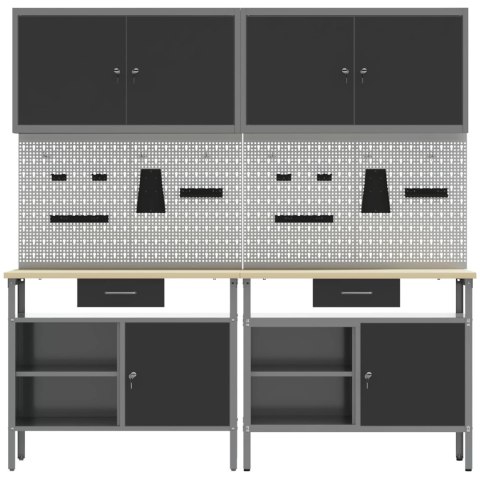 Zestaw stołu warsztatowego 8 pcs Czarny Stal malowana proszkowo