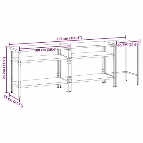 Zestaw stołu warsztatowego z półką Z regulacją 3 pcs Szary Stal
